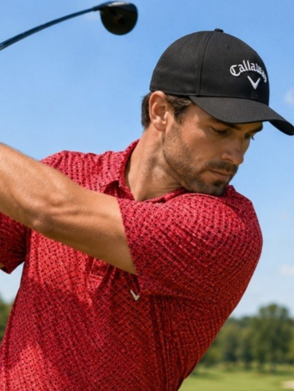 Callaway Golf Polo Red Pattern Men's Size Large